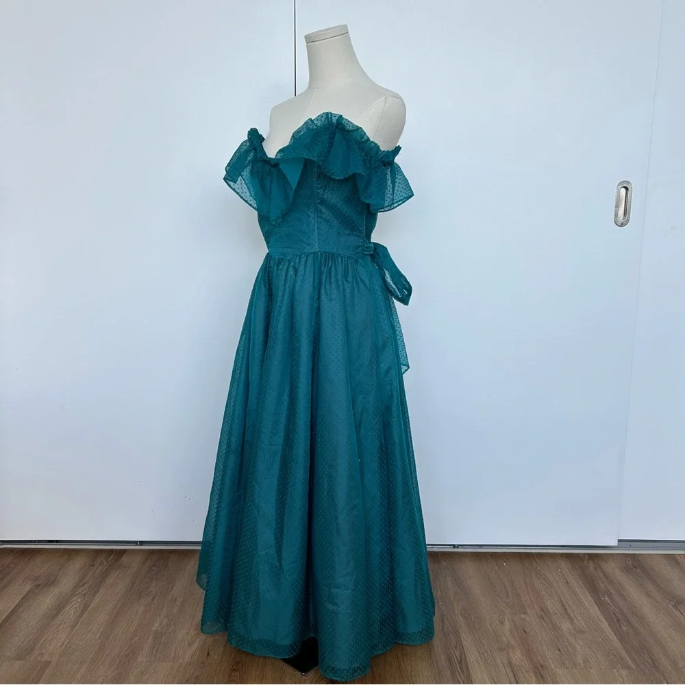 Gunne Sax Teal Swiss Dot Dress - Picture 9 of 15